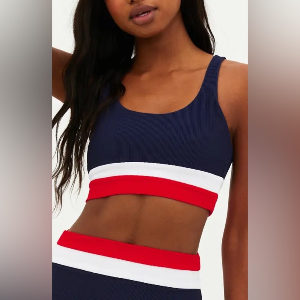 ▪️Beach Riot Mackenzie Bikini Top in Liberty Colorblock Red White Blue XS